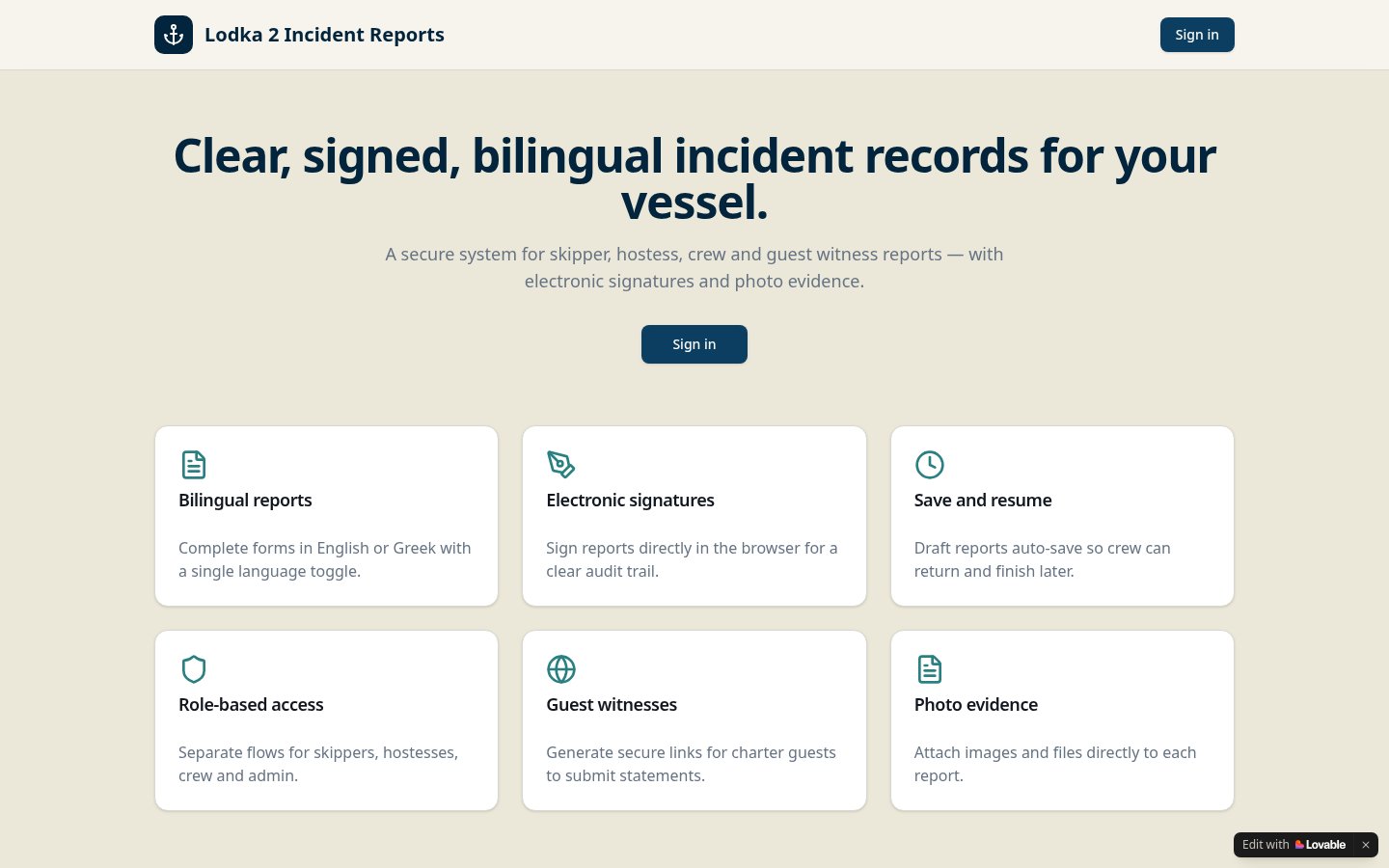 Real screen from Incident Log Pro